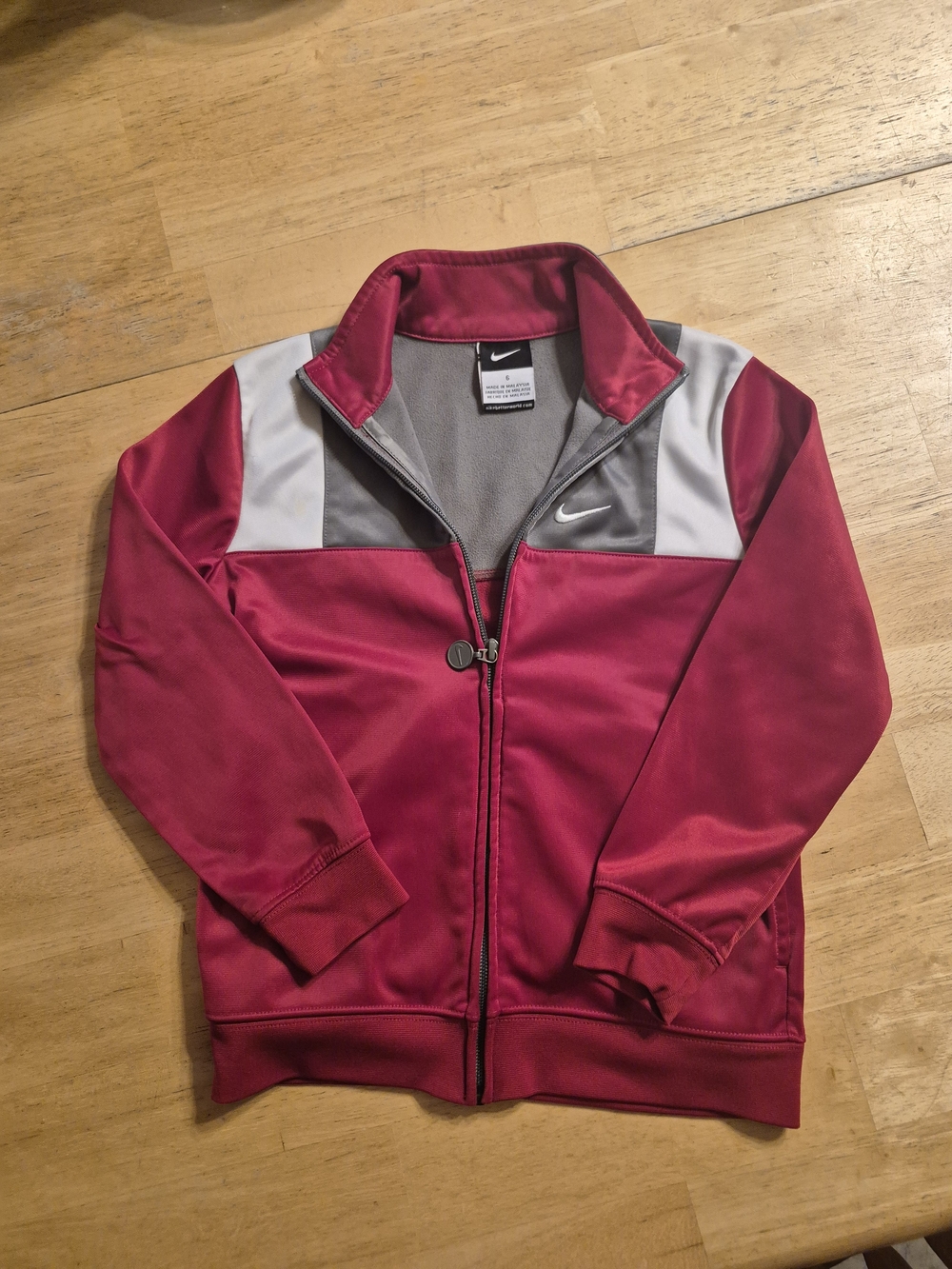 Nike Kids' Red and Gray Zip-Up Track Jacket